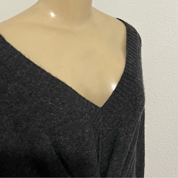Remain gray Angora soft v neck dolman sleeve front tie sweater top Fall Winter S - Picture 7 of 9